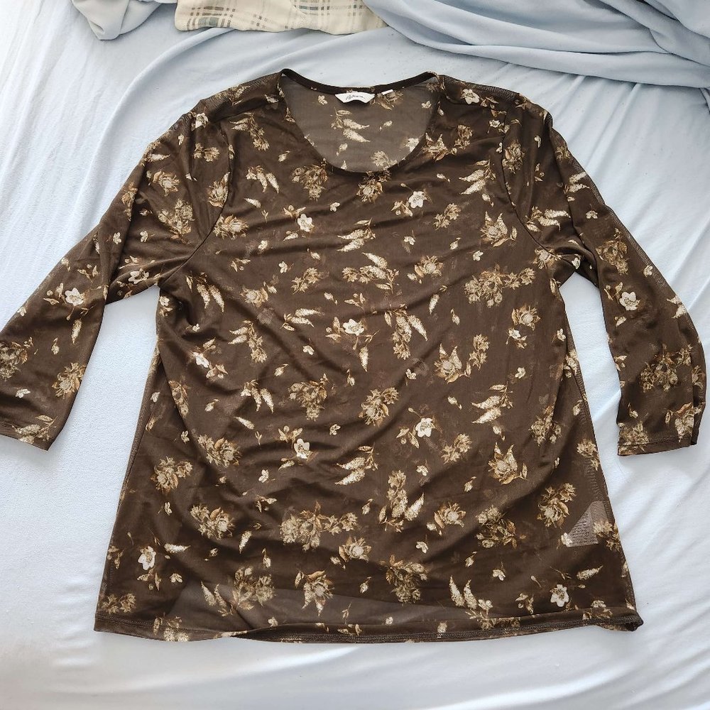 Reitmans Sheer Brown Autumn Top